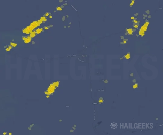 Hail map for Roswell, NM on Sep 24, 2026