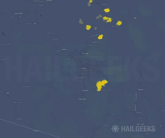 Hail map for Tucson, AZ on Sep 24, 2026