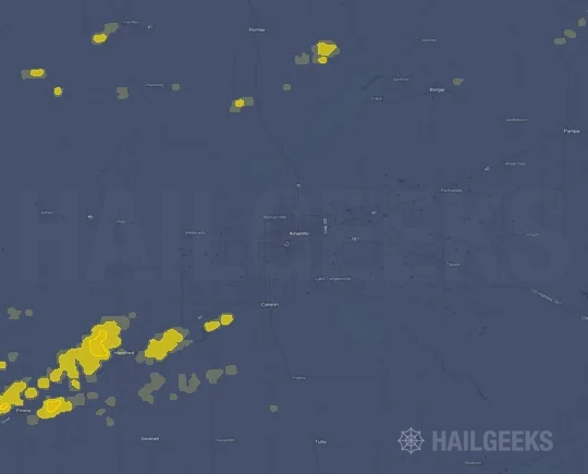 Hail map for Amarillo, TX on Sep 25, 2026
