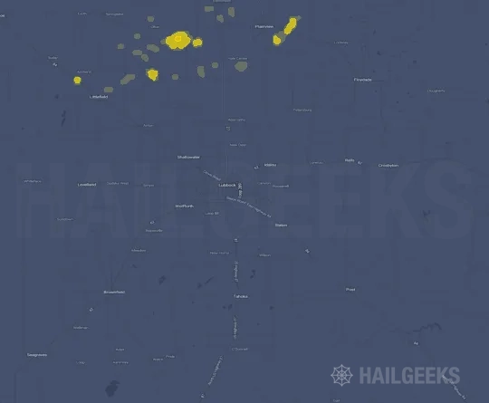 Hail map for Lubbock, TX on Sep 25, 2026