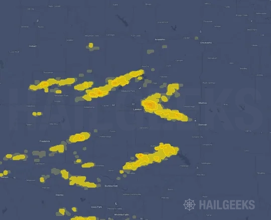 Hail map for Lawton, OK on Sep 26, 2026