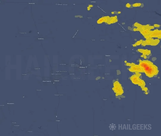 Hail map for Midland, TX on Sep 26, 2026