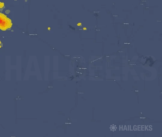 Hail map for San Angelo, TX on Sep 26, 2026