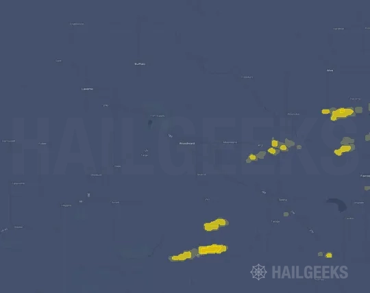 Hail map for Woodward, OK on Sep 26, 2026