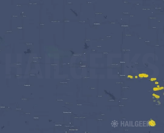 Hail map for Lawton, OK on Sep 27, 2026
