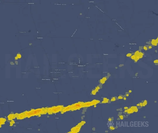 Hail map for Midland, TX