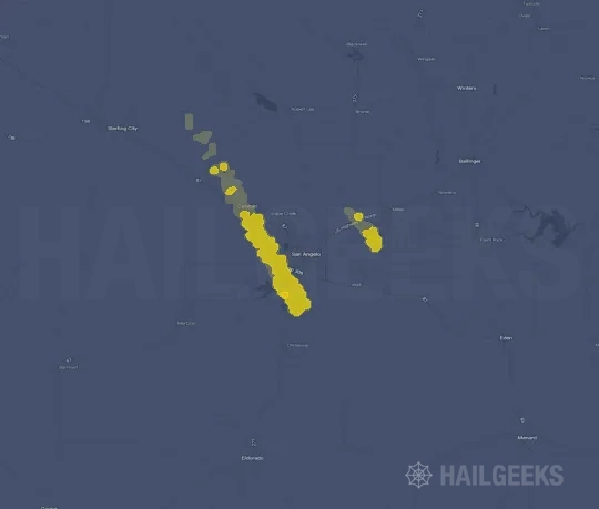 Hail map for San Angelo, TX