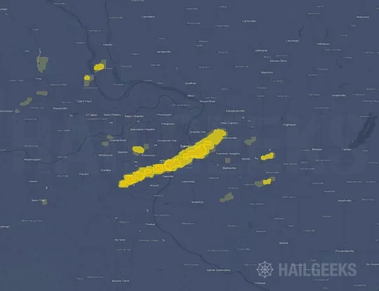 Free Interactive Hail Maps with Reports near St. Louis, MO | HailGeeks